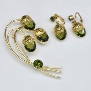 Vintage Sarah Coventry Touch of Elegance brooch & earrings set 1970 Juliana D&E